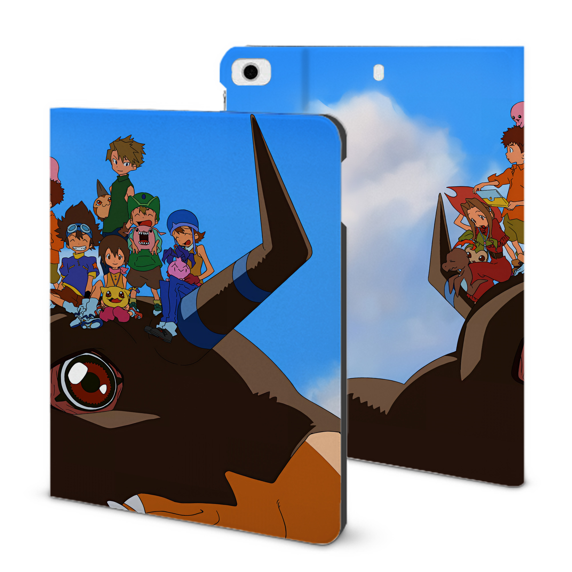 （画像用） Digimon デジタルモンスター/デジモン IPad ケース ブック型 PUレザー TPU 耐衝撃 軽量 薄型 ペン収納なし 全面保護 IPad 各モデル対応